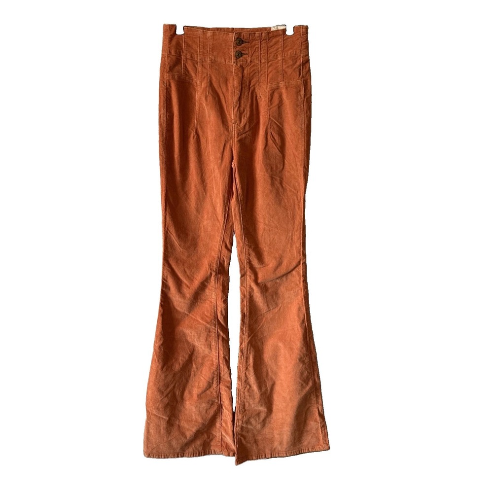 Free People We The Free Jayde Corduroy Orange High Rise Flare Jeans Size 27
